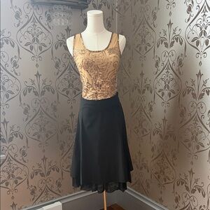 Curated Sequence Top and Black A line Skirt